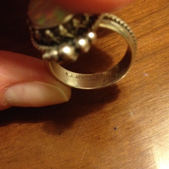 Vintage Navajo Silver Ring Handmade Opal - Picture 4 of 4